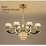 Qulik Decorative Luxury Crystal LED Chandelier 6 Lamp Lights (QL-9911-6)Qulik 9911-6 Golden Iron LED Ceiling Light - Modern Nordic Candle Crystal Chandelier