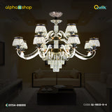Qulik QL-8832-8-4 Golden & Black Iron LED Ceiling Lamp - Luxury Crystal Chandelier with 12 Lamps