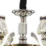 Qulik QL-8832-6 Golden & Black Iron LED Ceiling Lamp - Luxury Crystal Chandelier with 6 Lamps