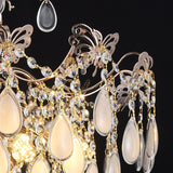 Qulik QL-9279-8 Golden Iron LED Ceiling Light - Luxury Crystal Pendant Chandelier