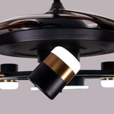 Qulik Q-6073-B 48-Inch Modern Chandelier Ceiling Fan with LED Light in Black