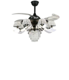 Qulik Q-6292 48 Inch Modern Chandelier Ceiling Fan - 4-Blade, LED Light, 3 Color Change, Remote Control (Black)