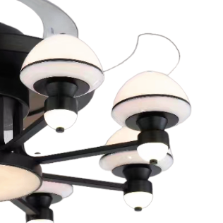 Qulik Q-6293 48-Inch Modern Chandelier Ceiling Fan with LED Light in Black