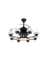 Qulik Q-6293 48-Inch Modern Chandelier Ceiling Fan with LED Light in Black