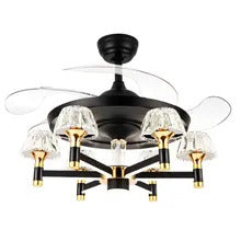 Qulik Q-6078 48-Inch Modern Chandelier Ceiling Fan with LED Light in Black & Golden