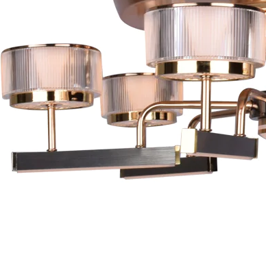 Qulik 48 Inch Modern Chandelier Retractable Invisible Blade Silent 3 Color Change LED Remote Ceiling Fan (Golden) Q-6296