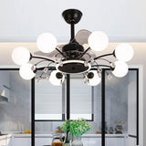 Qulik Q-6294 48-Inch Modern Chandelier Ceiling Fan with LED Light in Black