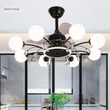 Qulik 48 Inch Modern Chandelier Retractable Invisible Blade Silent 3 Color Change LED Remote Ceiling Fan (Black) Q-6294
