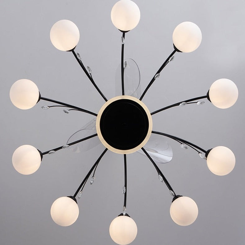 Qulik Q-6294 48-Inch Modern Chandelier Ceiling Fan with LED Light in Black