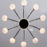 Qulik 48 Inch Modern Chandelier Retractable Invisible Blade Silent 3 Color Change LED Remote Ceiling Fan (Black) Q-6294