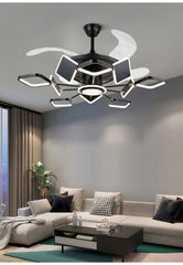 Qulik Q-6136 48 Inch Modern Chandelier Ceiling Fan - 4-Blade, LED Light, 3 Color Change, Remote Control