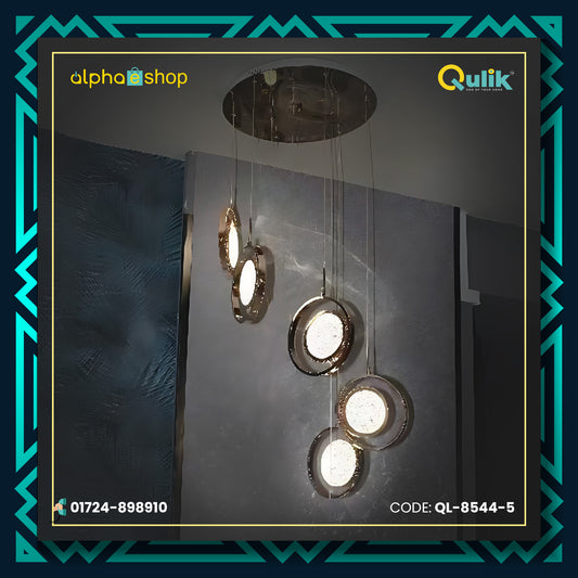Qulik Modern Chandelier Hanging Acrylic Cable 5 Head LED Ceiling Light (QL-8544-5)