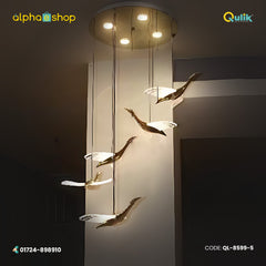 Qulik Modern Chandelier Hanging Acrylic Cable 5 Head LED Ceiling Light (QL-8599-5)