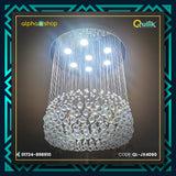 Qulik JX4060 LED Ceiling Light - Contemporary Crystal Chandelier with 30 Glass Balls, Adjustable Color Temperature. Ideal for adding artistic sophistication to living rooms, dining areas, and bedrooms.