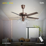 Qulik Luxoria 52" underlight ceiling fan from Q-8118-AC_f1_7bbdfcca-f702-4d06-a448-28f28f1a6c55 (1).jpg in antique copper with 5 blades and remote.