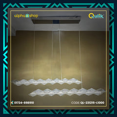 Qulik 2-layer LED ceiling light with suspended geometric crystal-style panels and linear decorative design, model QL-231215-L1000.