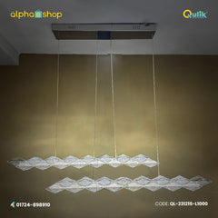 Qulik 2-layer LED ceiling light with suspended geometric crystal-style panels and linear decorative design, model QL-231215-L1000.