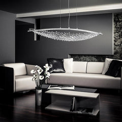 Qulik Italian luxury K9 Egyptian crystal linear hanging lamp with geometric crystal detailing and sleek suspended design.
