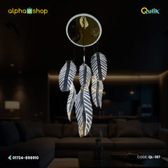 Qulik Modern Leaf Crystal hanging light with illuminated leaf-shaped pendants and adjustable suspension, model QL-197.