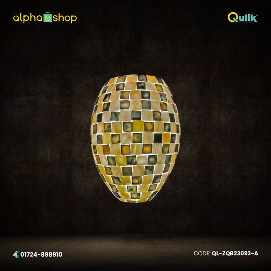 Qulik decorative wall light with oval mosaic design in gold, white and multicolor tiles, model QL-ZQB23093-A.
