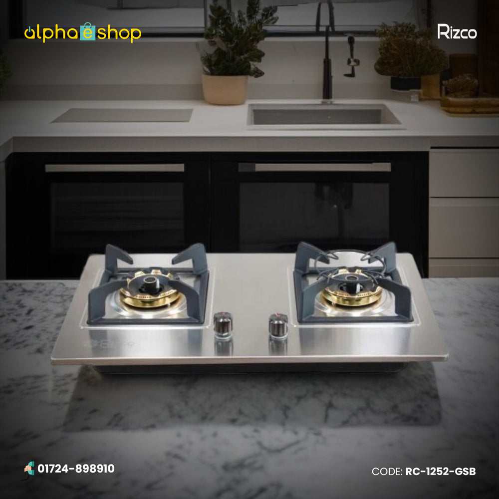 Rizco BHS-Grand 511 30-inch gas burner LPG in grey with double burners. Available at Alphaeshop.