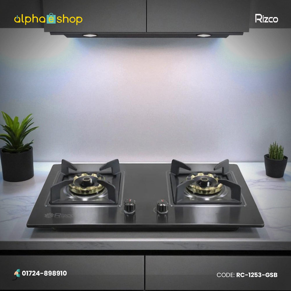 Rizco BHS-Grand 512 30-inch double gas burner in black, featuring durable construction and high-performance design. Available at Alphaeshop.
