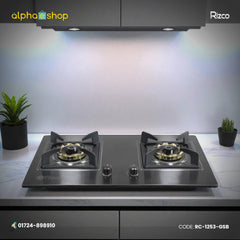 Rizco BHS-Grand 512 30-inch double gas burner in black, featuring durable construction and high-performance design. Available at Alphaeshop.