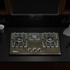 Rizco BHS Vintage 703 30-inch triple-burner gas stove in black finish. Available at Alphaeshop.