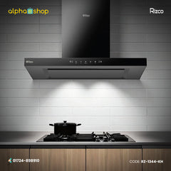 Rizco Luminous 125 30-inch kitchen hood in black finish. High-performance kitchen ventilation available at Alphaeshop.
