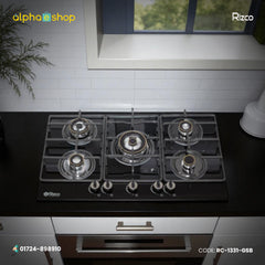 Rizco Vintage 735 34-inch five-burner gas stove in black finish. Available at Alphaeshop.