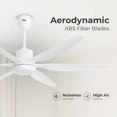 Qulik Silex 66"- Modern Decorative Silent ABS Blade Under light with Remote Ceiling Fan (White) Q-6507-W