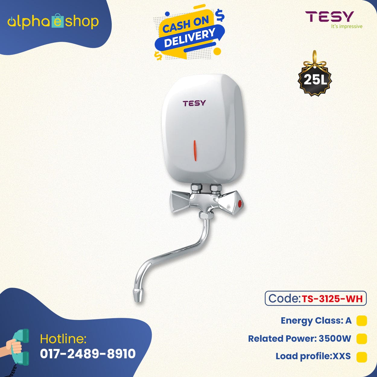 Tesy Instantaneous water heaters (White) TS-3125-WH