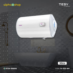Tesy BiLight 30L white wall-mounted water heater with temperature indicator and 30-litre storage capacity, model TS-3122-WH.