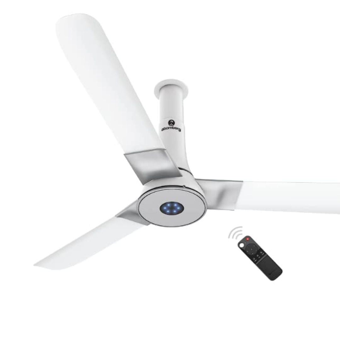 Atomberg Studio Smart+ 48" 28 Watt BLDC motor Energy Saving Anti-Dust Speed Indicator Light  Ceiling Fan with Remote Control ( White) AT-130