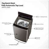 Haier 7kg Top Load Automatic Washing Machine (Grey) HR-3250-WM