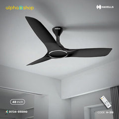 Havells Stealth Air 48"- Ceiling Fan with Remote (Metallic Black) H-316