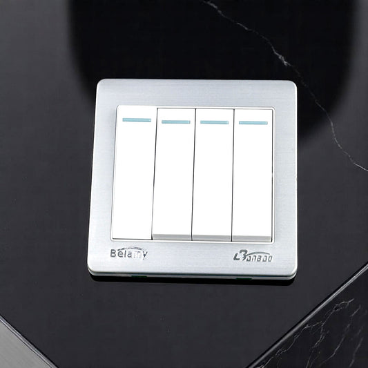 Belamy White-Grey 4 Gang 1 Way | BE-129-SW