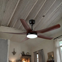Breezelux 54" Modern Decorative Silent ABS Blade Underlight with Remote Ceiling Fan (Dark Wood) BL-3000-BK