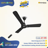 Atomberg Erica 48'' BLDC motor Energy Saving Anti-Dust Speed Indicator Light Ceiling Fan with Remote Control  (MIdnight Black ) AT-135