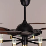 Breezelux Alpha 48" Elegant Modern Retractable Luxury Decorative Silent Underlight Invisible Blade Chandelier with Remote Ceiling Fan (Black & Coffee) BL-2519