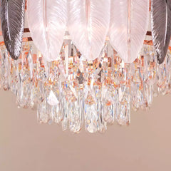 Breezelux  48" Crystal Retractable Luxury Decorative Silent Underlight Invisible Blade Chandelier with Remote Ceiling Fan (Rose Gold) BL-3023