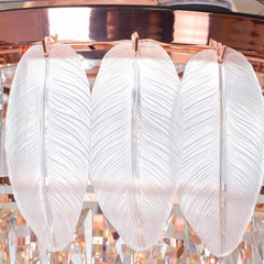 Breezelux  48" Crystal Retractable Luxury Decorative Silent Underlight Invisible Blade Chandelier with Remote Ceiling Fan (Rose Gold) BL-3023