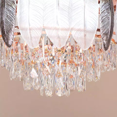 Breezelux  48" Crystal Retractable Luxury Decorative Silent Underlight Invisible Blade Chandelier with Remote Ceiling Fan (Rose Gold) BL-3023