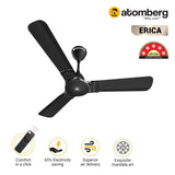 Atomberg Erica 48'' BLDC motor Energy Saving Anti-Dust Speed Indicator Light Ceiling Fan with Remote Control  (MIdnight Black ) AT-135