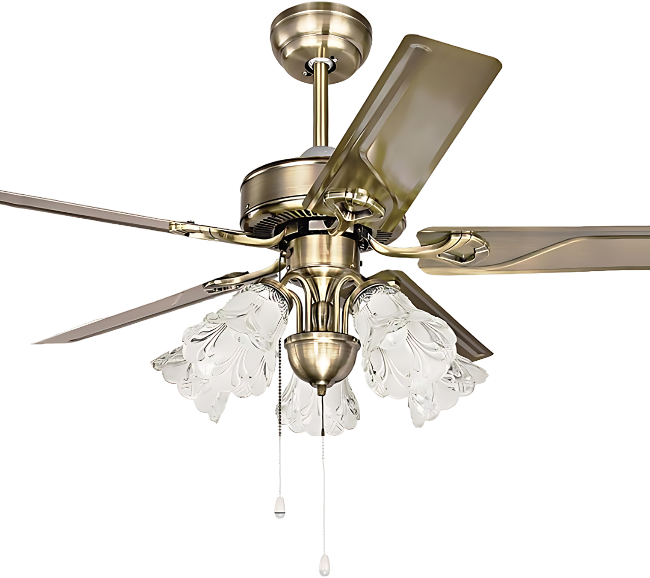 Qulik Q-8118-AB European Style 52-Inch Ceiling Fan with Glass Flower Design Lampshade in White