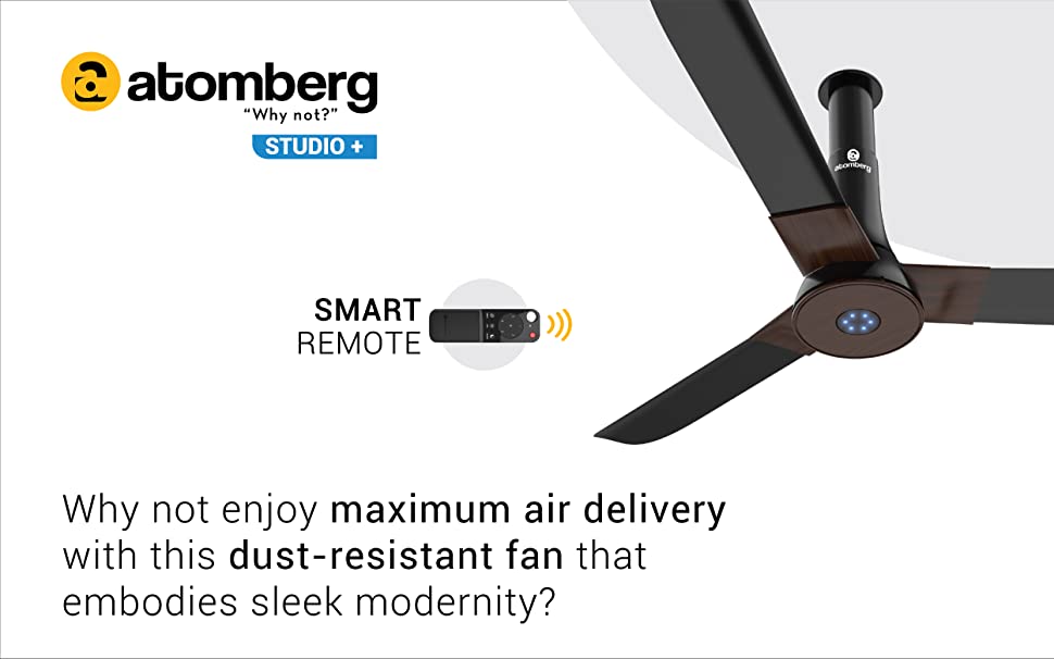 Atomberg Studio+ 48" 35 Watt BLDC motor Energy Saving Anti-Dust Speed Indicator Light  Ceiling Fan with Remote Control ( Brown) AT-104