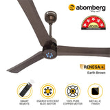 Atomberg Renesa + 56" 35Watt BLDC motor Energy Saving Anti-Dust Speed Indicator Light Ceiling Fan with Remote Control  ( Earth Brown )  AT-107