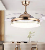 Luxury 42 ” Modern Classic Invisible Silent Invisible Blade Remote Chandelier Ceiling Fan (Golden ) CF-661
