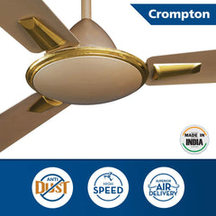 Crompton Aura Prime 56" Ceiling Fan with Anti Dust Technology (Husky Gold) C-220