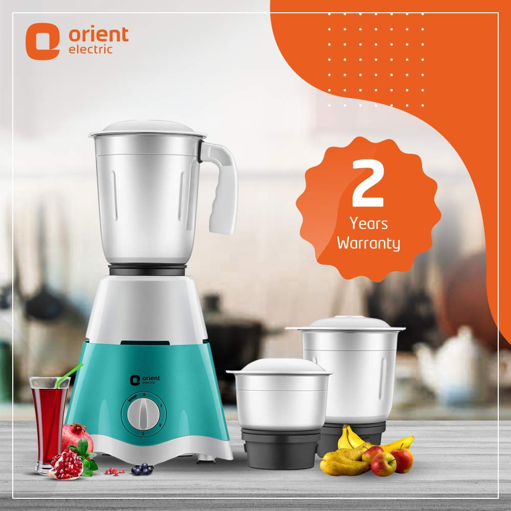 Orient  Blaze 3 Jar, 500 W Mixer Grinder  Turquoise Green (O-1009-MG)